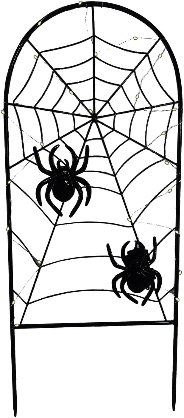 Haunted Hill Farm 2.6-Ft. Metal Spiderweb with Stake Halloween Decoration