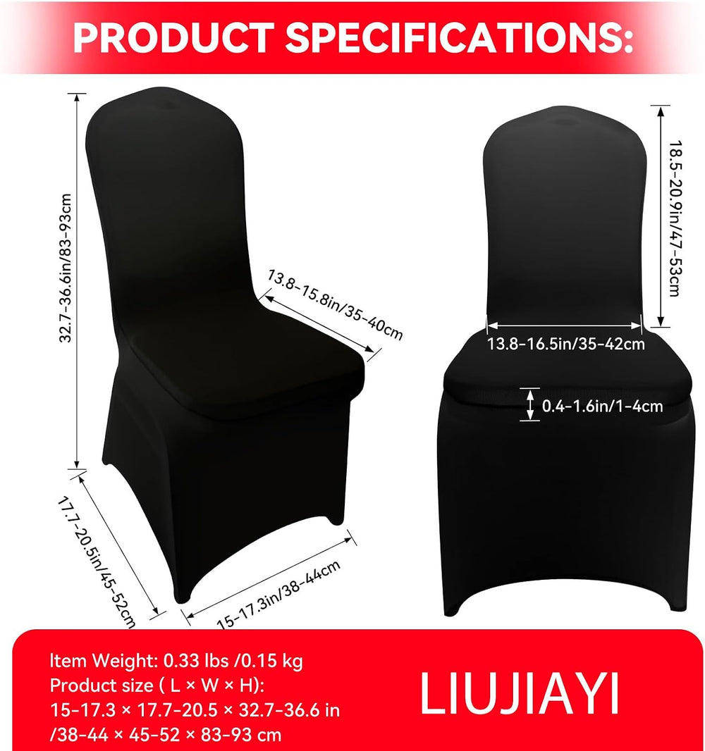LIUJIAYI 30 Pcs Black Stretch Chair Covers - Premium Polyester Spandex Slipco...