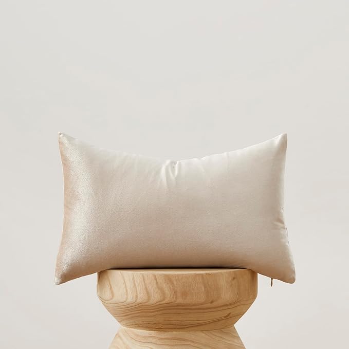 GIGIZAZA 12x20 Lumbar Pillow Covers: Pack of 2 Champagne Beige Throw Pillows - Image 8