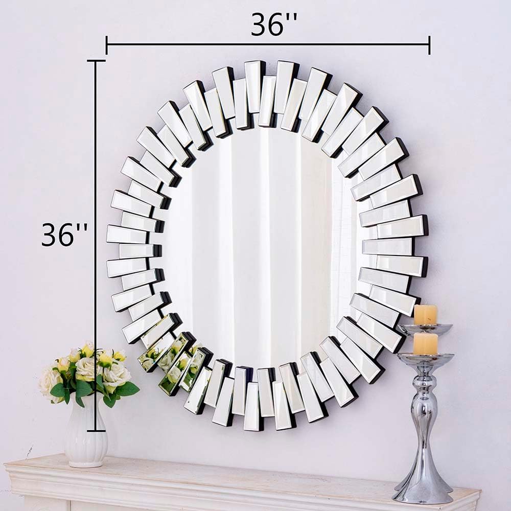 Chende Modern Decorative Round Mirror, 36'' x 36'' with Bevel...