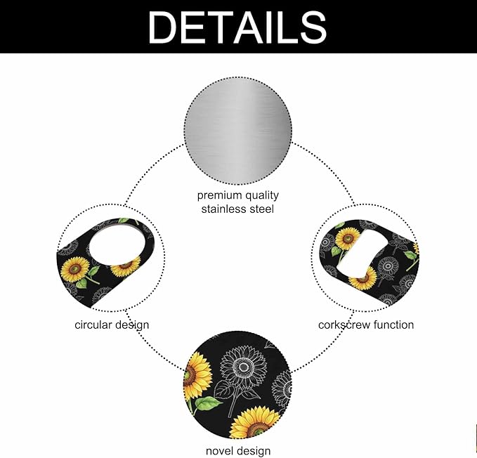 Sunflowers Stainless Steel Bottle Opener Vibrant Yellow Watercolor Flower - Image 3