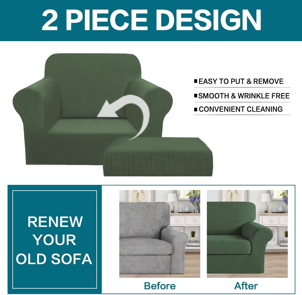Turquoize 2 Piece Chair Covers Chair Slipcovers for Living Room Armchair Sofa...