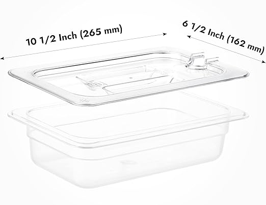 CURTA 6 Pack NSF Notched Food Pan Cover, 1/4 Size Clear Polycarbonate Lid - Image 2