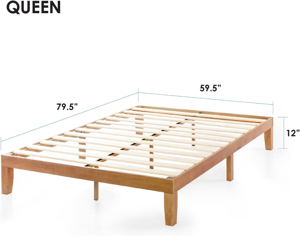 Mellow Naturalista Classic - 12 Inch Solid Wood Platform Bed with Wooden Slat...