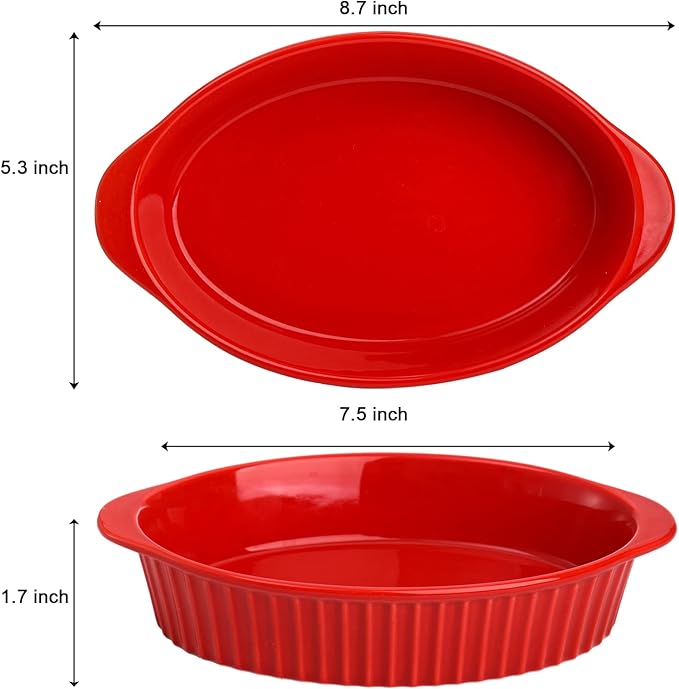 Foraineam 4 Pcs 15 oz Porcelain Oval Baking Dish Set, 8.7 x 5.3 x 1.7 inch Oven - Image 3