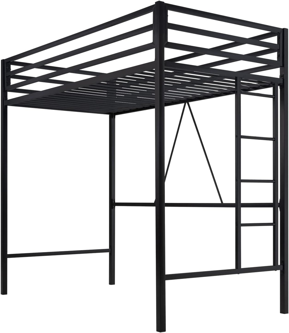 SHA CERLIN Loft Bed Twin Size with Ladder and Guardrail,Black