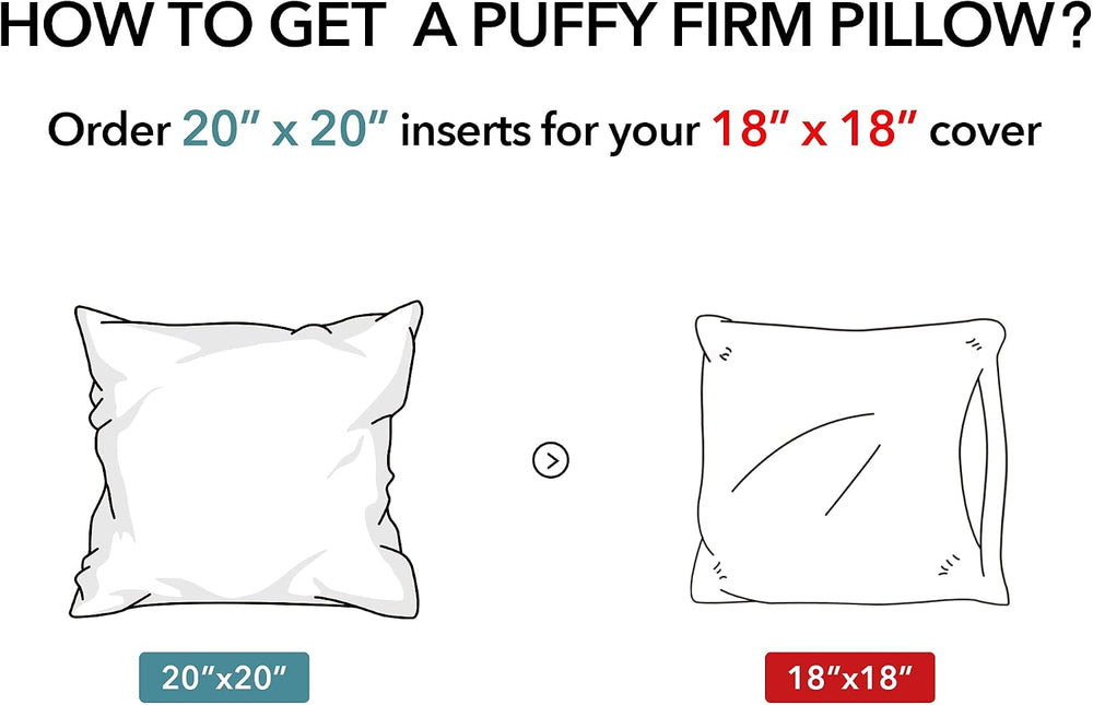 Oubonun 20 x 20 Throw Pillow Inserts (Set of 2) with 100% Cotton Cover - 20 I...