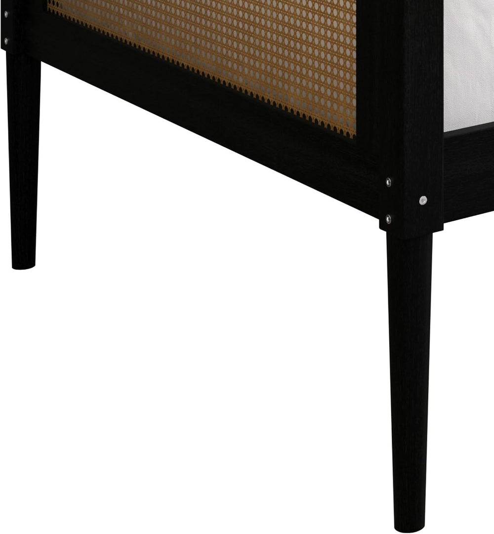 HOME DESIGN Elko Twin Wood and Rattan Daybed, Black