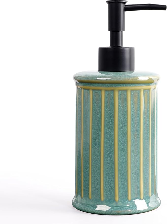 Soap Dispenser, Ceramic Liquid Hand Dish Soap Dispenser 11.84OZ, Hand Lotion by ANTISSHOME
