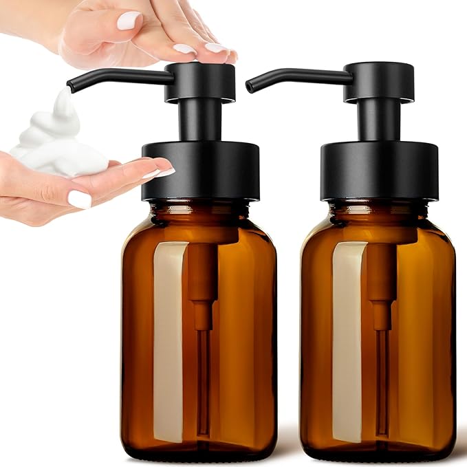 GMISUN Foaming Soap Dispenser, 8.5 fl oz / 250ml Amber Glass Foam Soap Dispenser by GMISUN