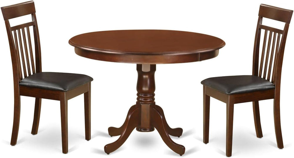 East West Furniture HLCA3-MAH-LC 3 Piece Kitchen Table Set for Small Spaces C...