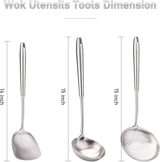 FJNATINH 4-Pieces 304 Stainless Steel Wok Spatula Set, Cooking Utensil Set - Image 6