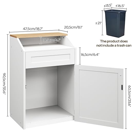 YATINEY Trash Cabinet, Freestanding Trash Can Cabinet, Wooden Recycling - Image 3