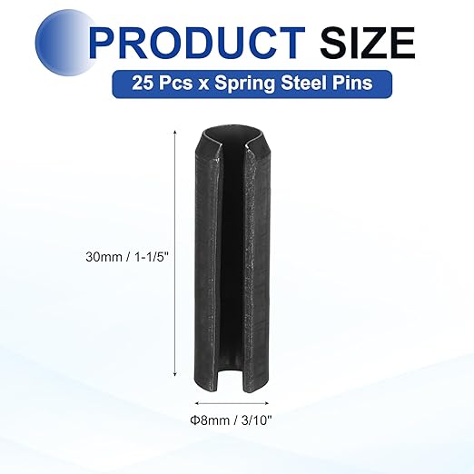 MECCANIXITY 25Pcs Slotted Split Roll Pins 3/10 Inch Dia. 1-1/5 Inch Length 65Mn - Image 2