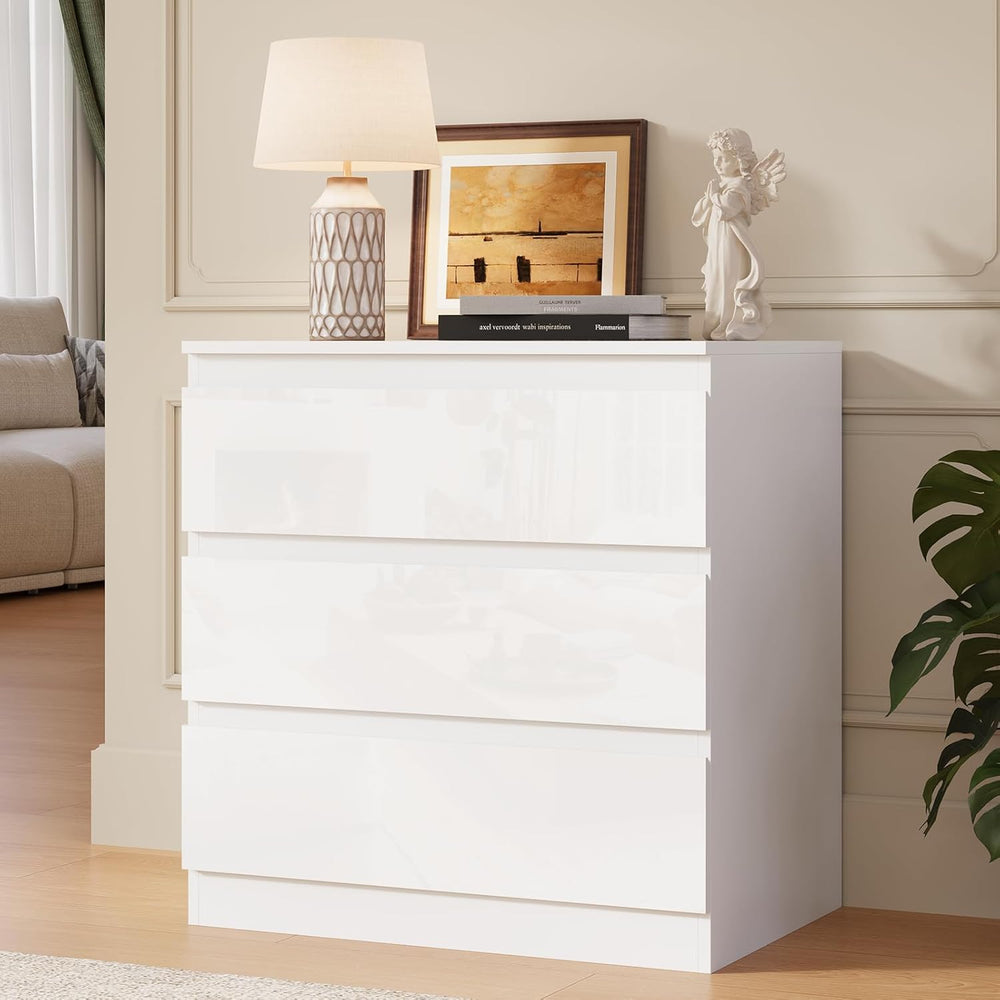 OtterOasis White Dresser for Bedroom with 3 Drawer Wide Wooden Chest