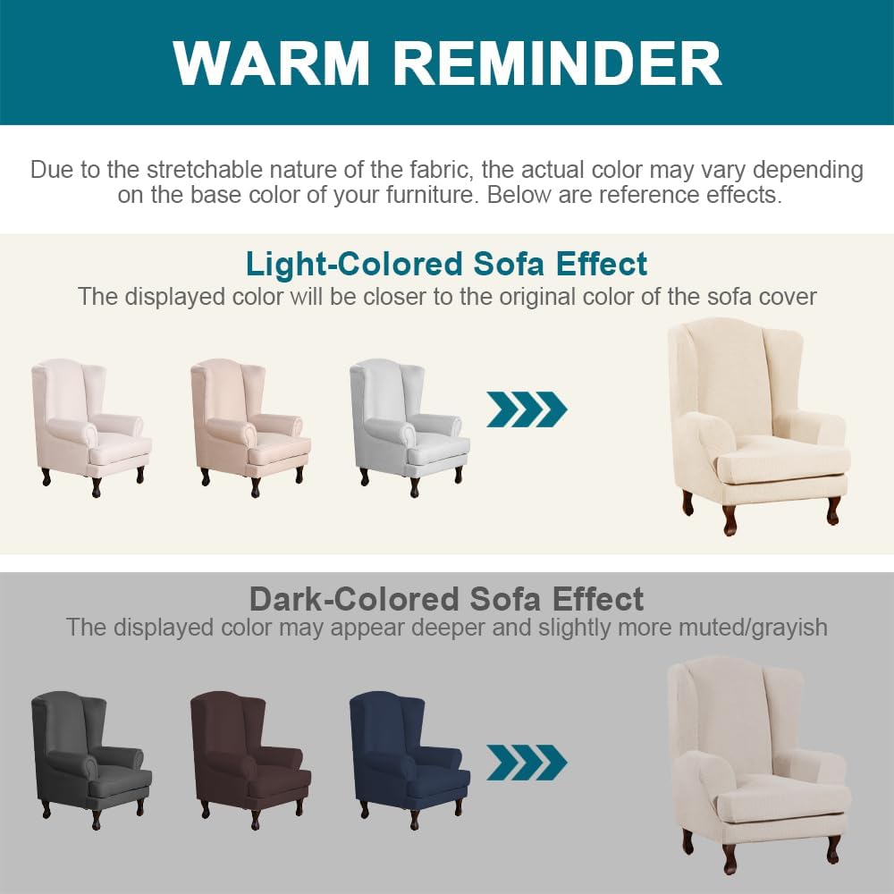 Turquoize Wingback Chair Covers 2 Piece Wing Chair Slipcover Stretch Slipcove...