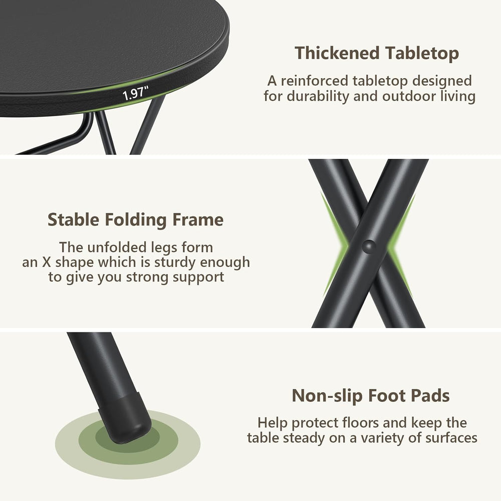 Folding Table 2 Pack, 32 Inch Foldable Cocktail Bar, High Top Round Folding B...