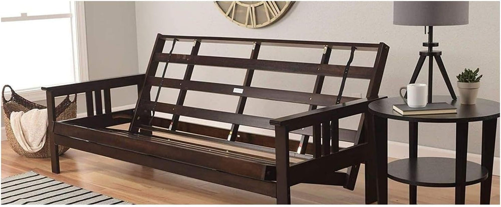 HomeStock Wood Futon Frame Queen Size - Classic Style Sofa Bed with Mission A...
