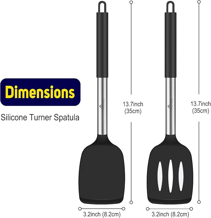 HOTEC Silicone Spatula Set of 2, High Heat-Resistant & BPA-Free Kitchen - Image 2