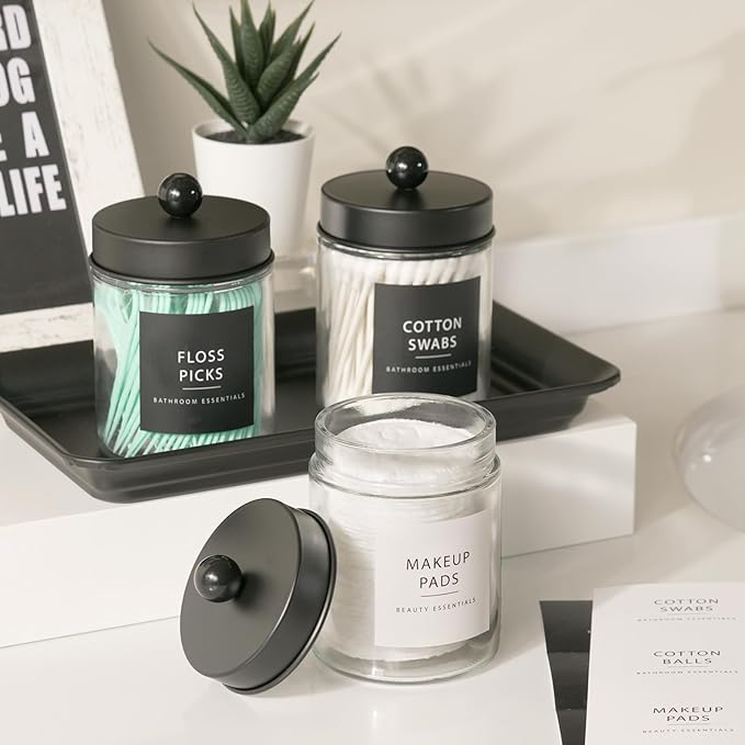 SheeChung 3-Pack Black Glass Apothecary Jars - Image 3