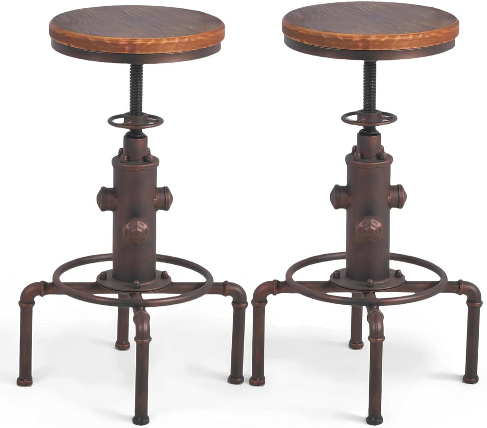 Topower Antique Vintage Industrial Barstool Solid Wood Water Pipe Fire Hydran...