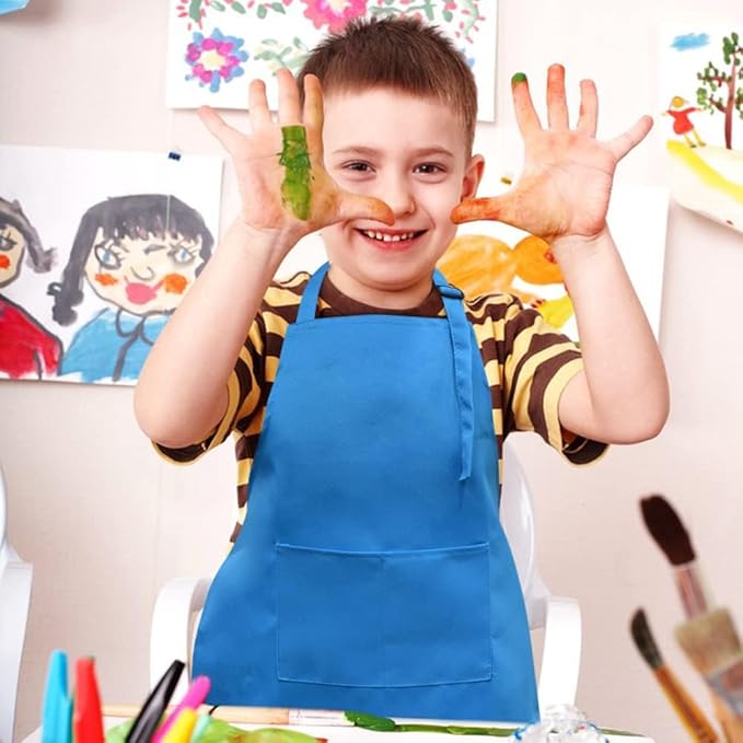 SINLAND Kids Apron with Pocket 2 Pack Children Chef Apron - Image 4