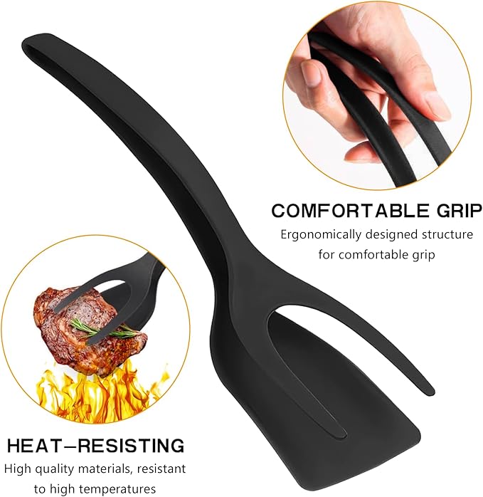 Egg Flipper Spatula 2 in 1 Grip and Flip Spatula Tongs Egg Spatula Flipper Made - Image 4