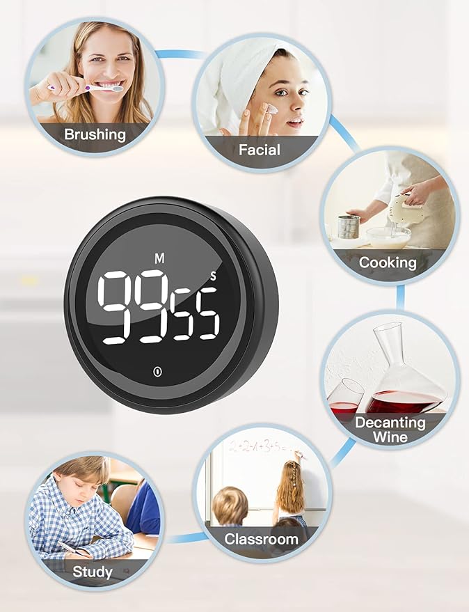 LIORQUE Digital Kitchen Timer, Magnetic Countdown Countup Timer - Image 7