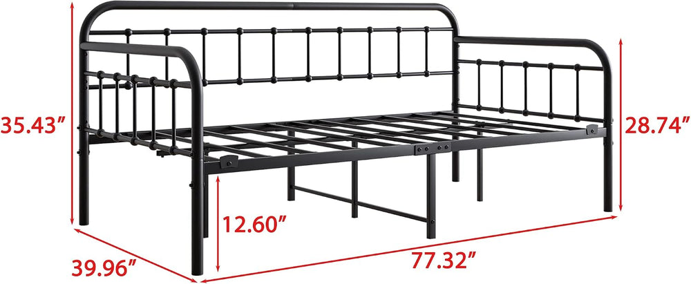 Metal Daybed Frame Twin Size, Black