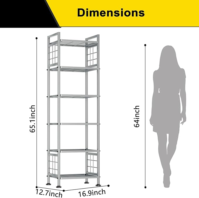 GIOTORENT 6-Wire Standing Storage Shelf, Metal Shelving Unit Pantry Rack - Image 2