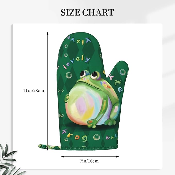 Cute Frog Oven Mitts and Pot Holders Sets of 2, Resistant Recycled Infill - Image 3