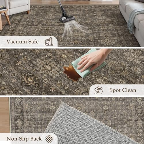 9x12 Dark Brown Vintage Area Rug