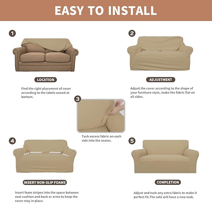Easy-Going 100% Waterproof Oversized Loveseat Couch Cover, Dual Waterproof Sofa - Image 5