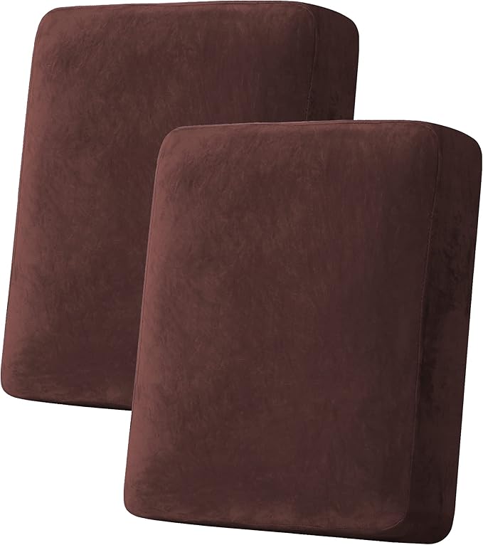H.VERSAILTEX Velvet Stretch Couch Cushion Cover Plush Cushion Slipcover by HVERSAILTEX