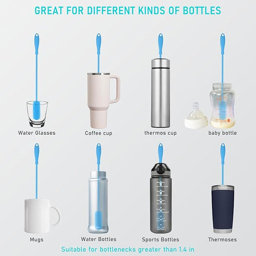 15.7" Silicone Bottle Brush, ddLUCK Water Bottle Cleaner Brush - Image 2