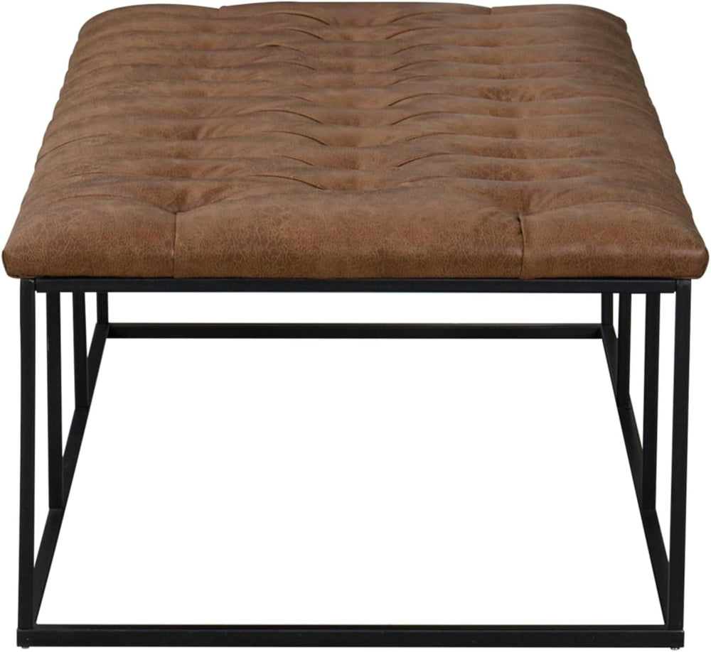 HomePop 58" Large Upholstered Bench - Light Brown PU Leather