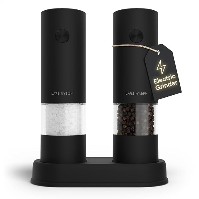 LARS NYSØM Electric Salt and Pepper Grinder Set I Automatic Salt and Pepper by LN