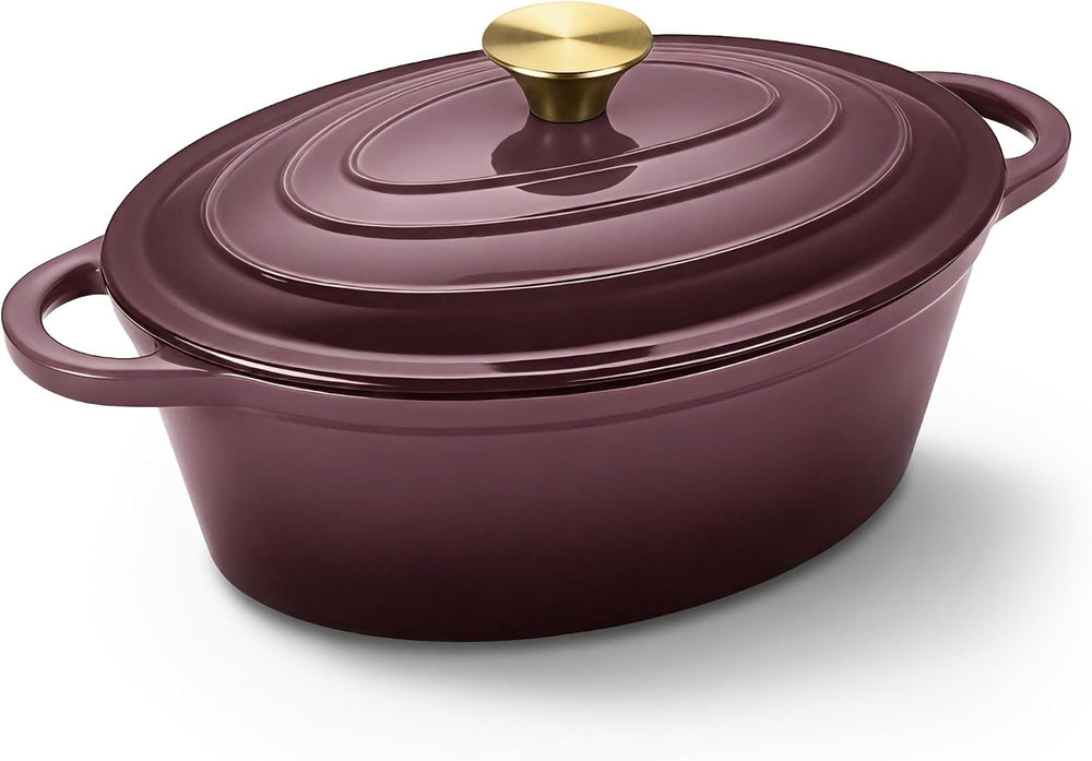 Oval Dutch Oven for Bread Baking, 4.5 Quart Non Stick Enameled Cast Iron Dutch