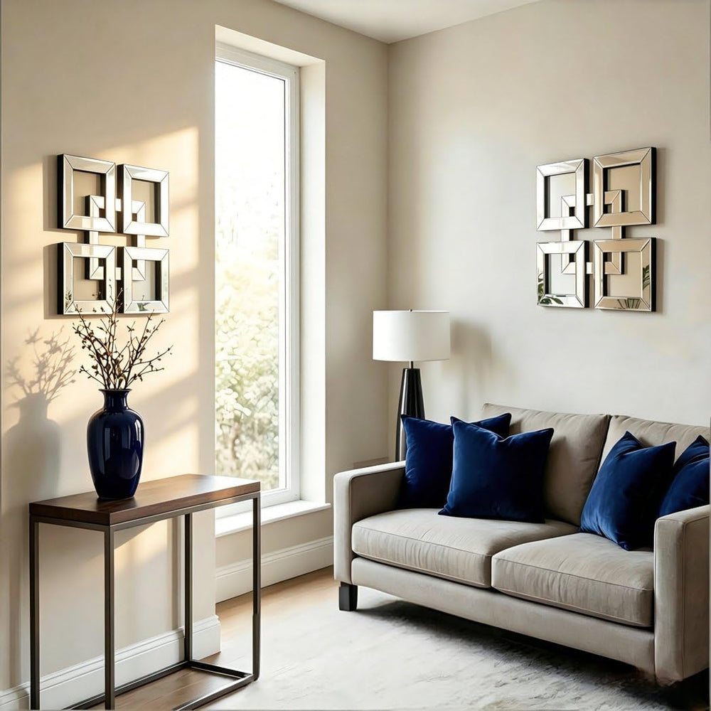 QMDECOR 2 Pack Silver Mirrored Wall Decor 12.2x12.2” Decorative Mirror Modern...