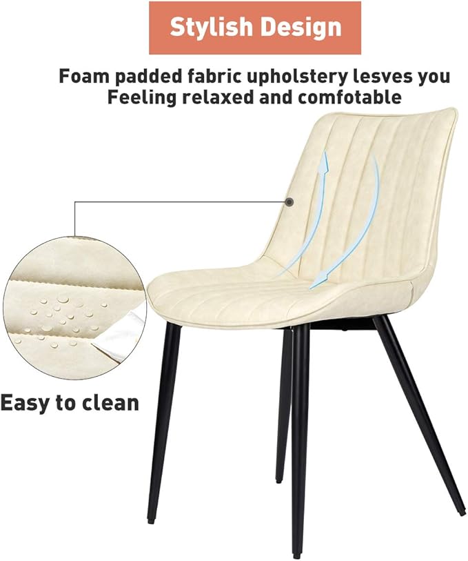 Faux Leather Dining Chairs Set of 2 Mid Century Modern Leisure Upholstered Ch...