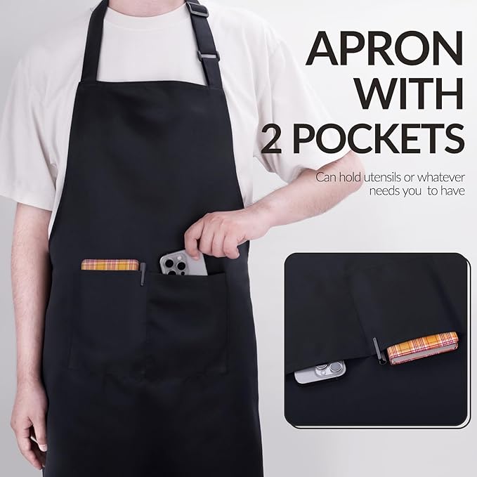 Large Chef Apron for Men and Women, Cooking Kitchen Aprons - Image 5