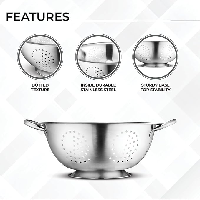 Avador Set of 3 Stainless Steel Colanders, Comes in 1.5 Quart 3qt Quart and 5 - Image 5