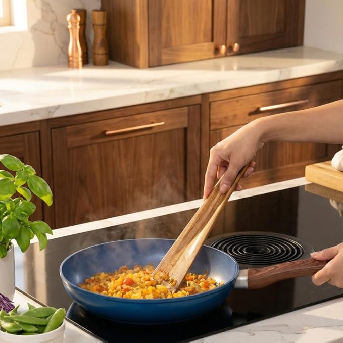 SLATE & ROYCE Wooden Spoon and Spatula Set, 2-Piece Non-Toxic Acacia Wood - Image 4