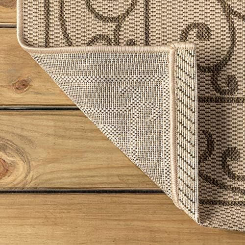 JONATHAN Y Vintage Filigree Indoor Outdoor Area Rug 5X8 Beige/Brown, Charlest...