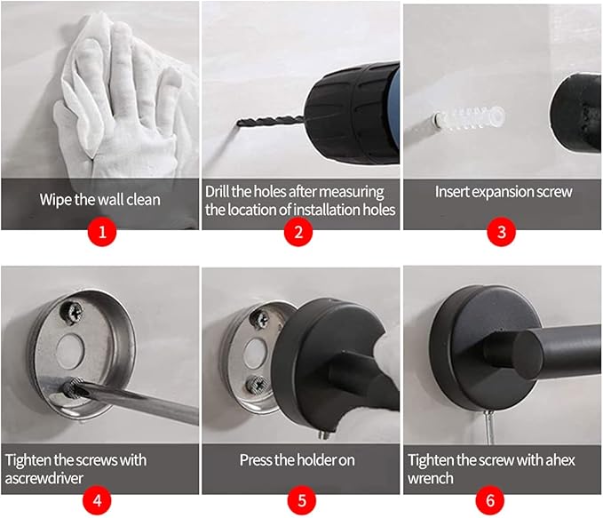 2pcs Matte Black Toilet Paper Holder and Towel Ring Set, Stainless Steel Hand - Image 6
