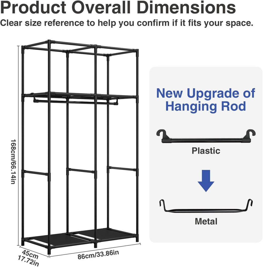 SORCEDAS Portable Closet with Hanging Rods and Shelves for Clothes Storage