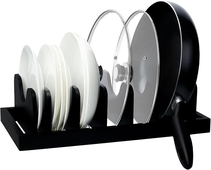 MinBoo Bamboo Pot Lid Organizer Pot Lid Holder, Pot and Pan Organizer Drawer by MinBoo