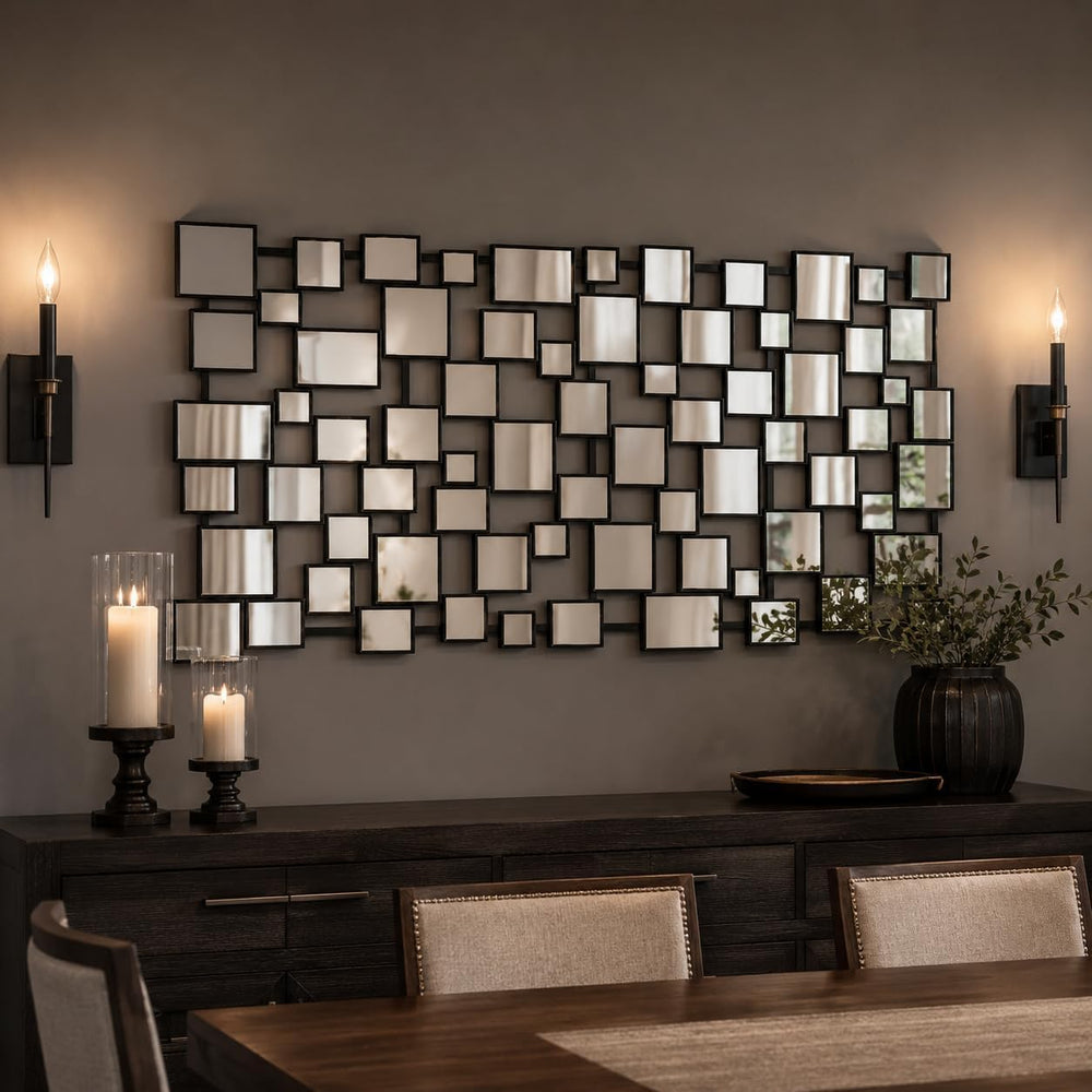 Large Modern Wall Mirror - 27.55"x55.1" Black Wall Mirrors Metal Fr...