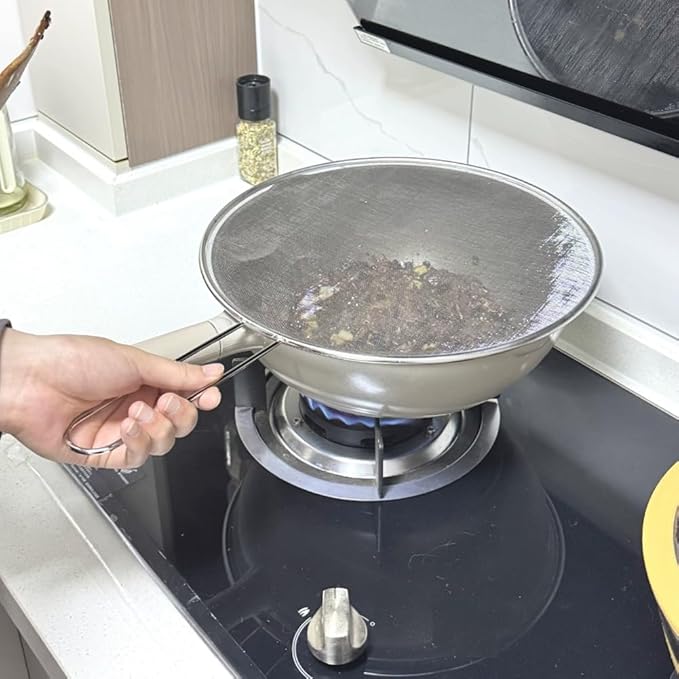1Pc 10" Stainless Steel Pot Splatter Guard Fine Mesh Cover - Image 3