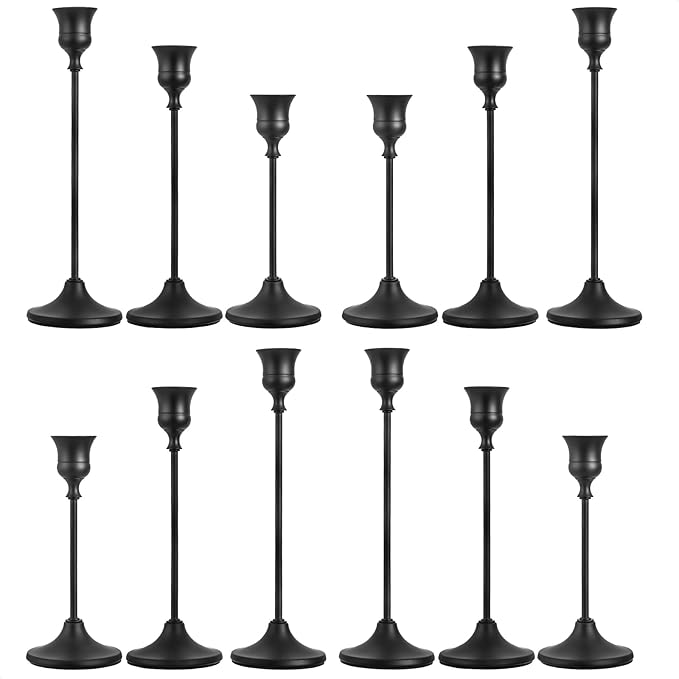 CHILL RECIPE Black Candlestick Holder Tall Taper Candle Holder for Home Decor...
